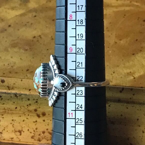 White Buffalo Royston Blue Horizon Turquoise Sterling Silver Ring Size 10 - Picture 4 of 9